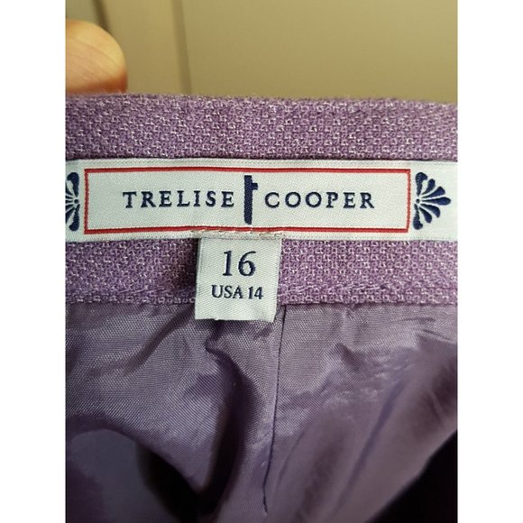 Treslise Cooper Size 16 Purple Wool Blend Frill Office Pencil Straight Skirt - Picture 3 of 4